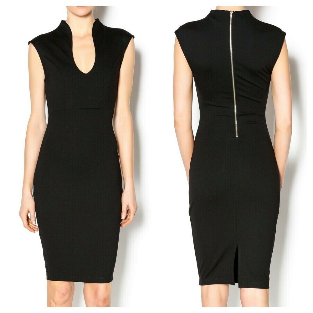 Los Angeles Boutique PRIVY Privately Privileged Black Dress V Neck Midi LBD S